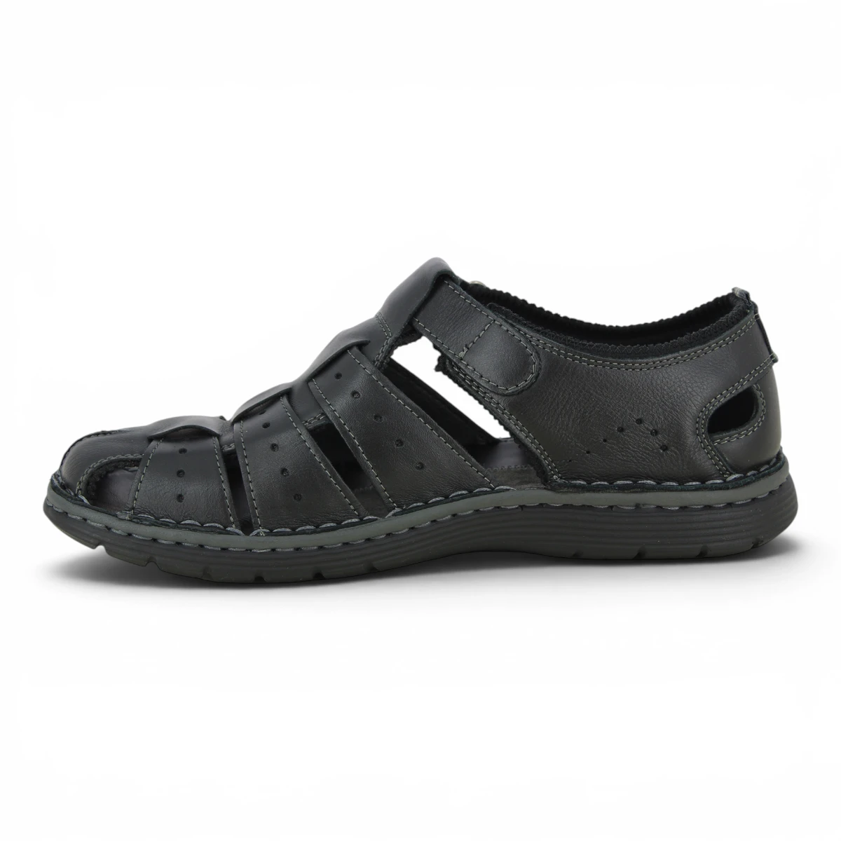 02128230-NER Crne muške sandale od kože – Calba Moda