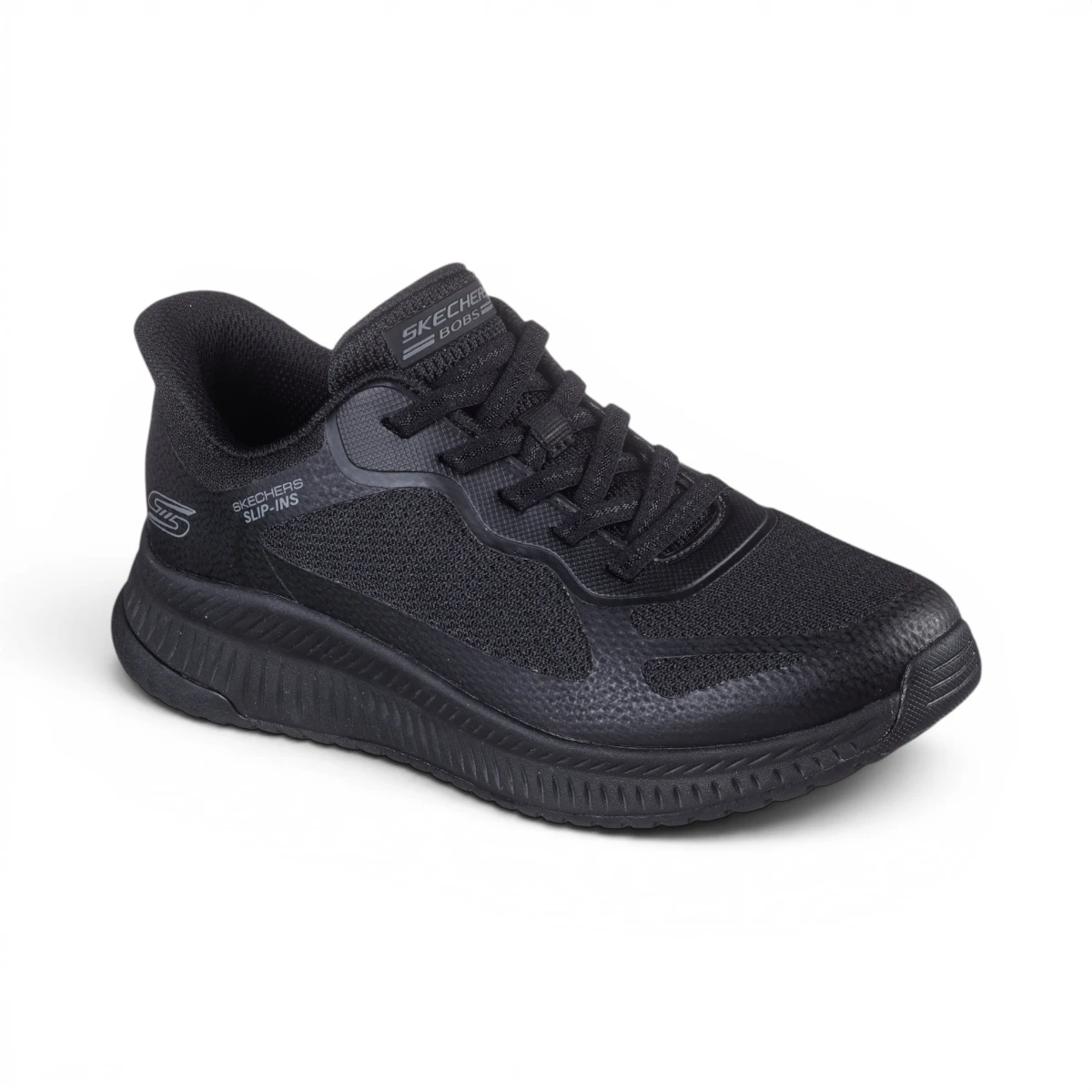 117624-BBK Ženske slip-on BOBS Squad 4 Staple Look crne Skechers