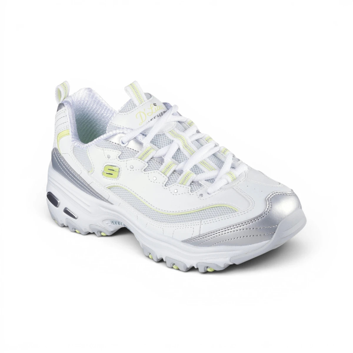 150246-WSLM Bijelo-srebrne ženske tenisice D'Lites Chromatic – Skechers