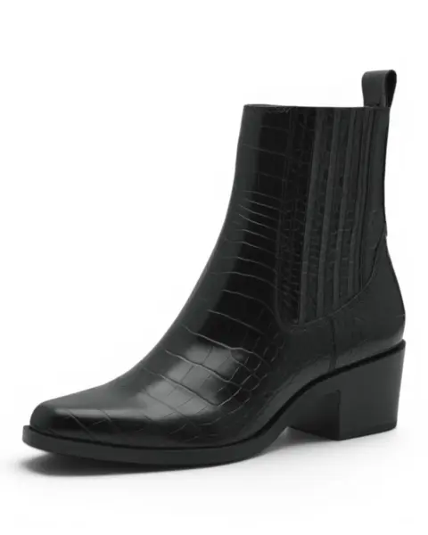Tamaris BLACK CROCO Ženske Gležnjače