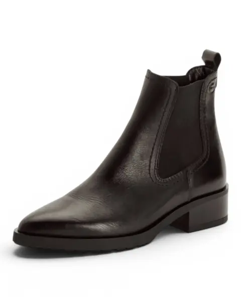 Tamaris BLACK LEATHER Ženske Gležnjače na Nisku Petu