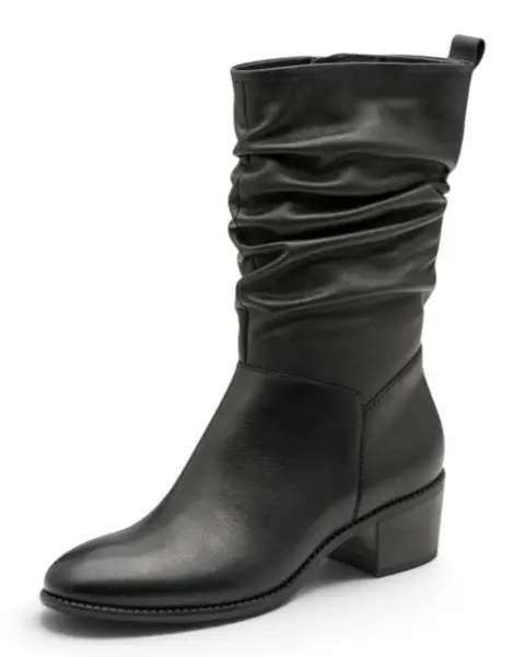 Tamaris BLACK LEATHER Ženske Kožne Čizme
