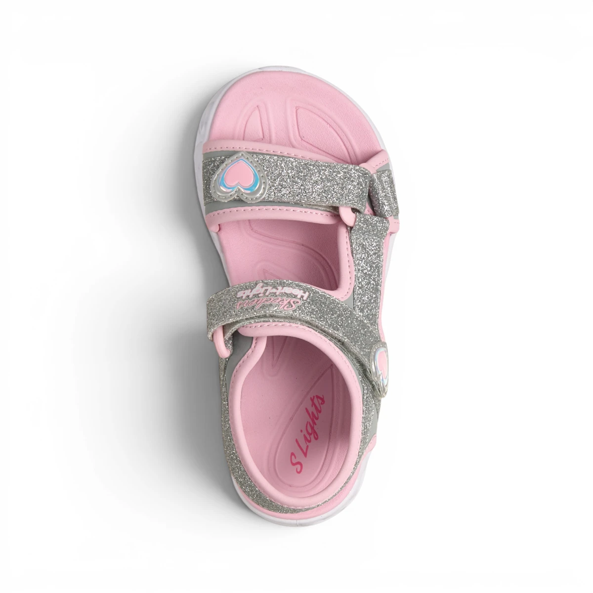 303114L-SLPK Heart Lights Sandals Sugar dječje sandale srebrno-roze – Skechers