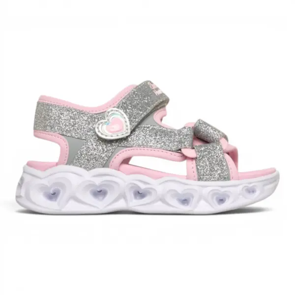 Heart Lights Sugar dječje sandale srebrno-roze – Skechers