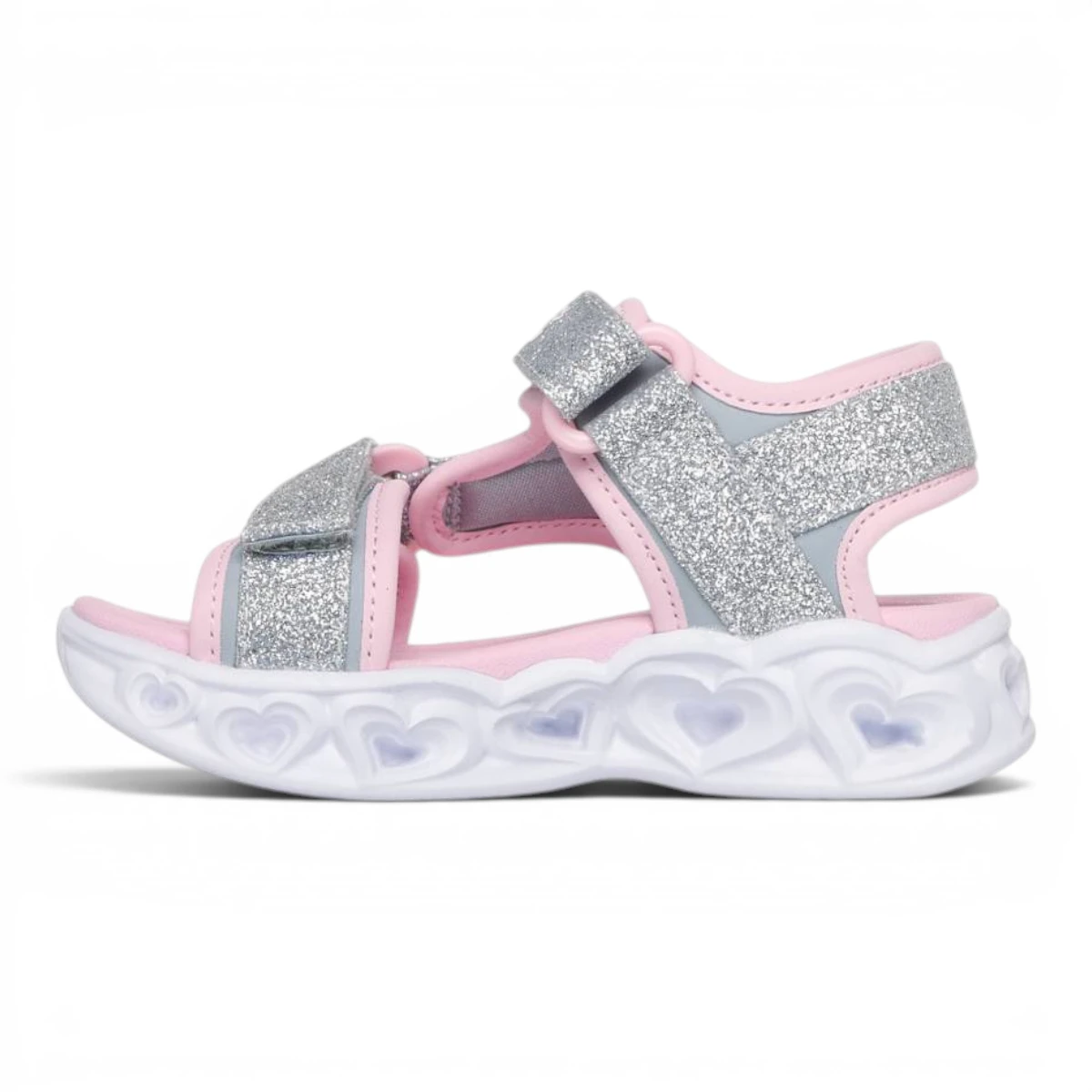 303114N-SLPK Heart Lights Sugar dječje sandale srebrno-roze – Skechers
