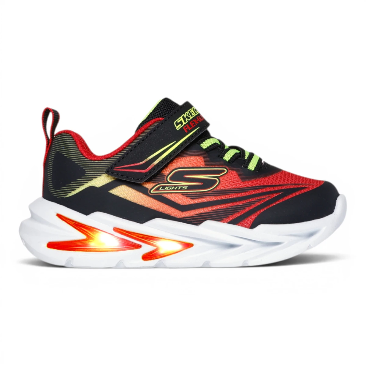 400139N-BKRD Flex-Glow Ultra S-Lights dječje tenisice crno-crvene – Skechers
