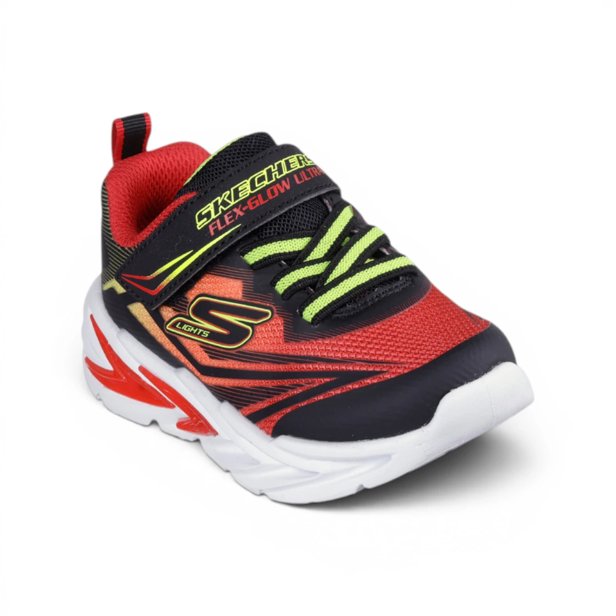 400139N-BKRD Flex-Glow Ultra S-Lights dječje tenisice crno-crvene – Skechers