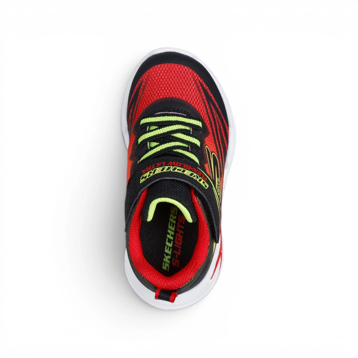 400139N-BKRD Flex-Glow Ultra S-Lights dječje tenisice crno-crvene – Skechers