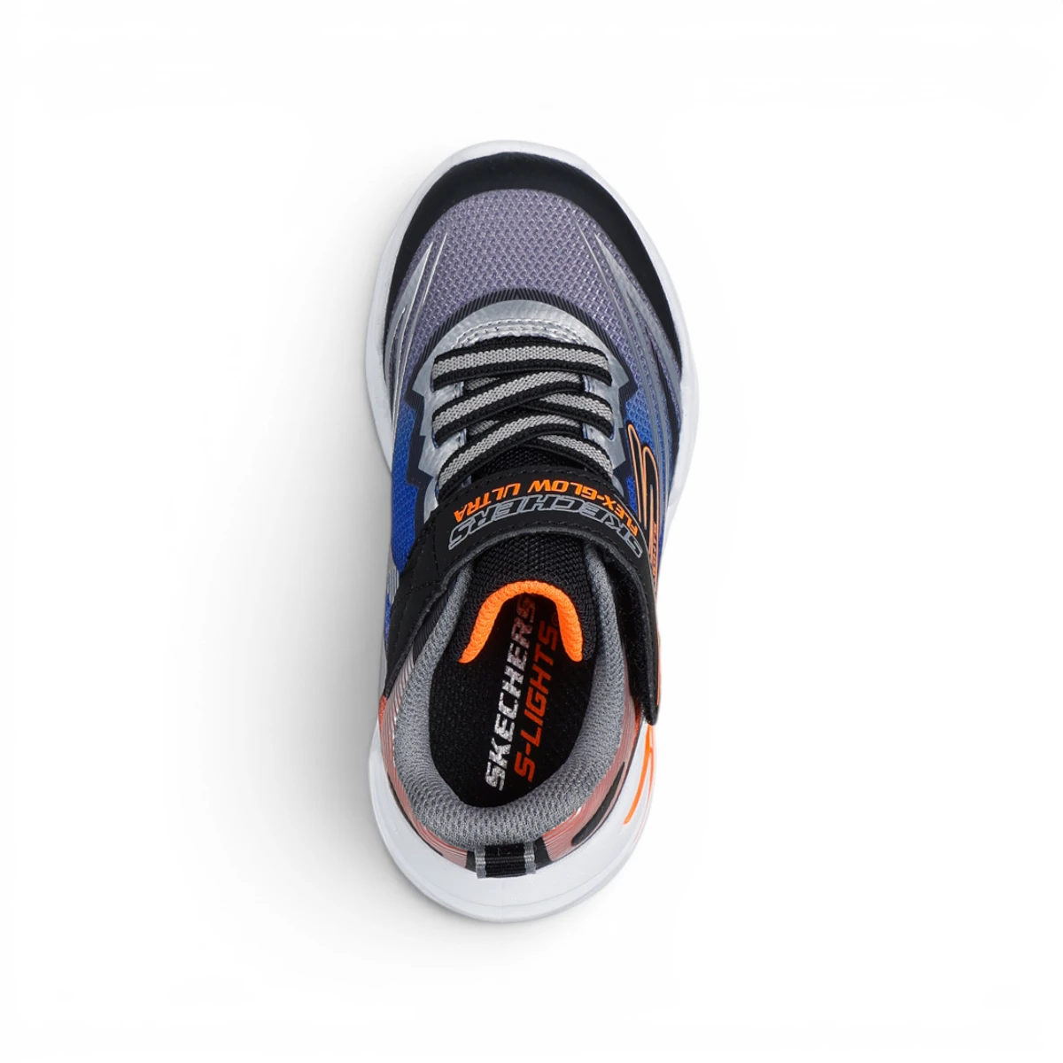 400139N-BKSL Flex-Glow Ultra S-Lights dječje tenisice crno-srebrne – Skechers