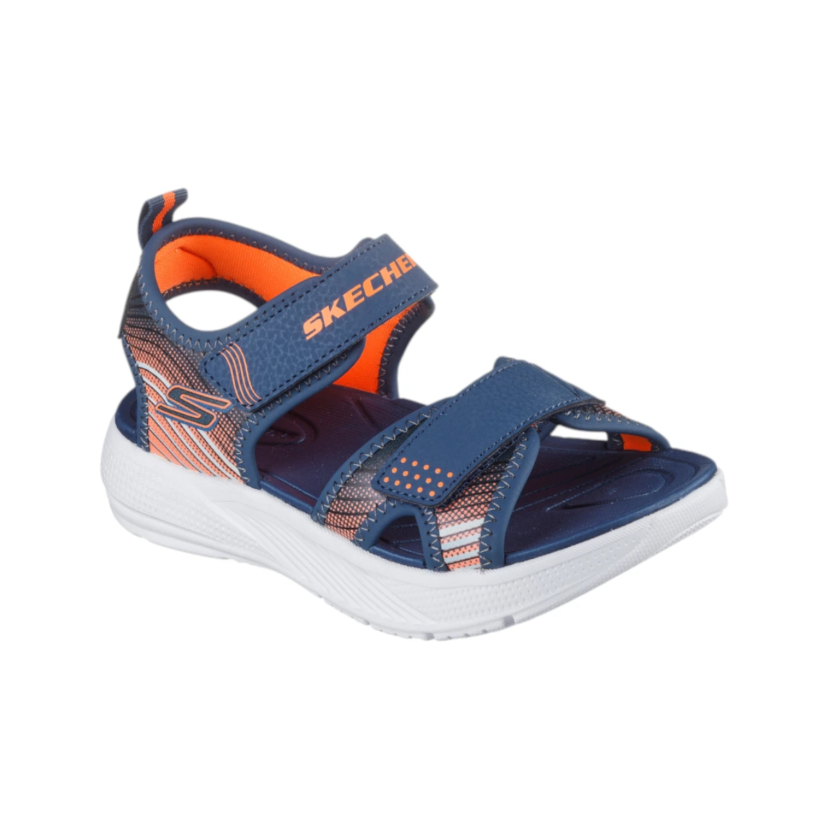 407034L-GYBL Microspec Splash dječje sandale plavo-narančaste – Skechers
