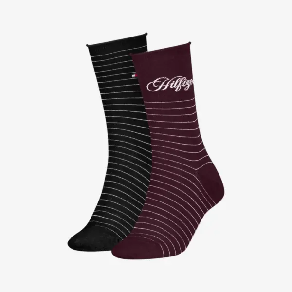 Tommy Hilfiger ženske čarape Women Sock Hilfiger Stripe 2P burgundy black