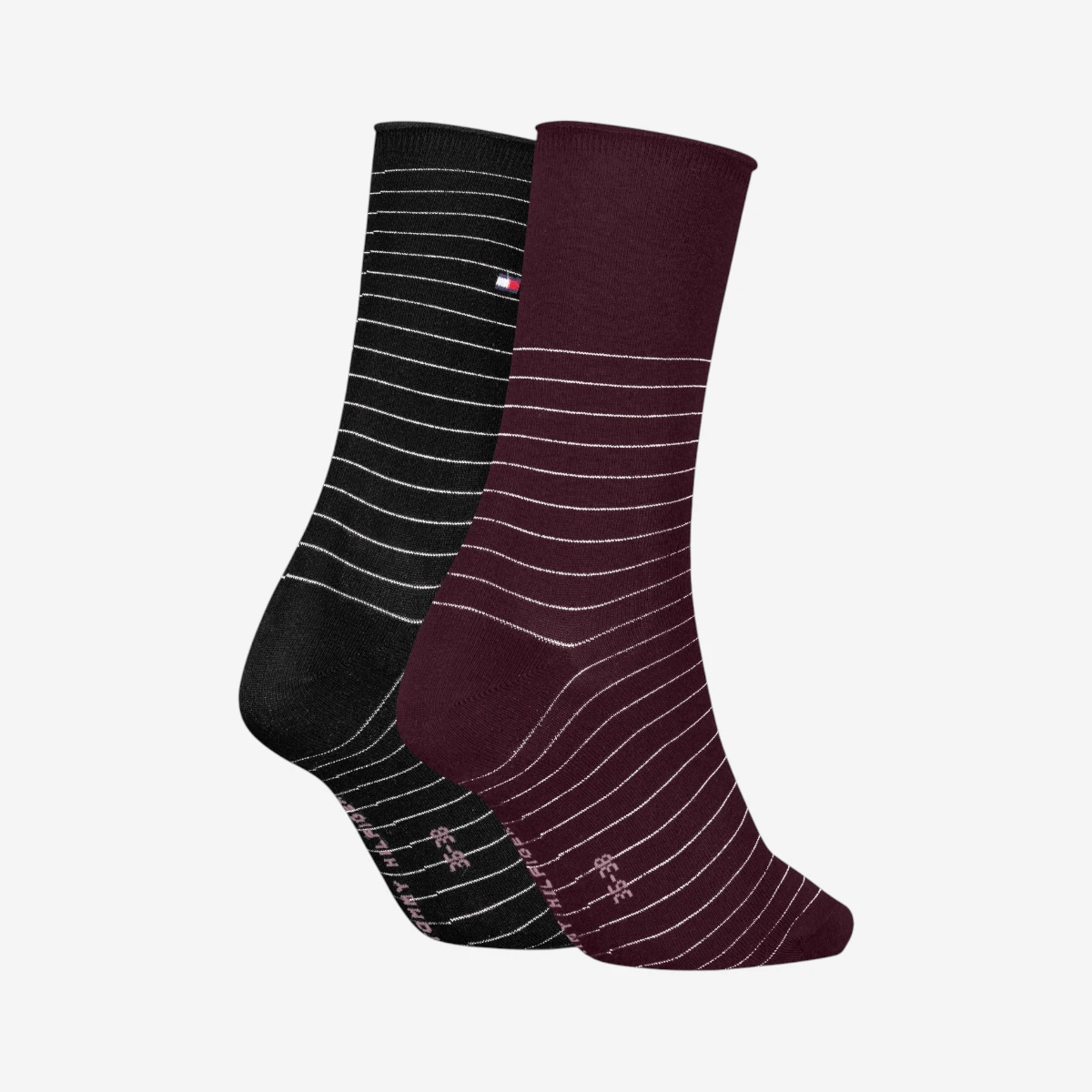 701236455-003 Tommy Hilfiger ženske čarape Women Sock Hilfiger Stripe 2P burgundy blk