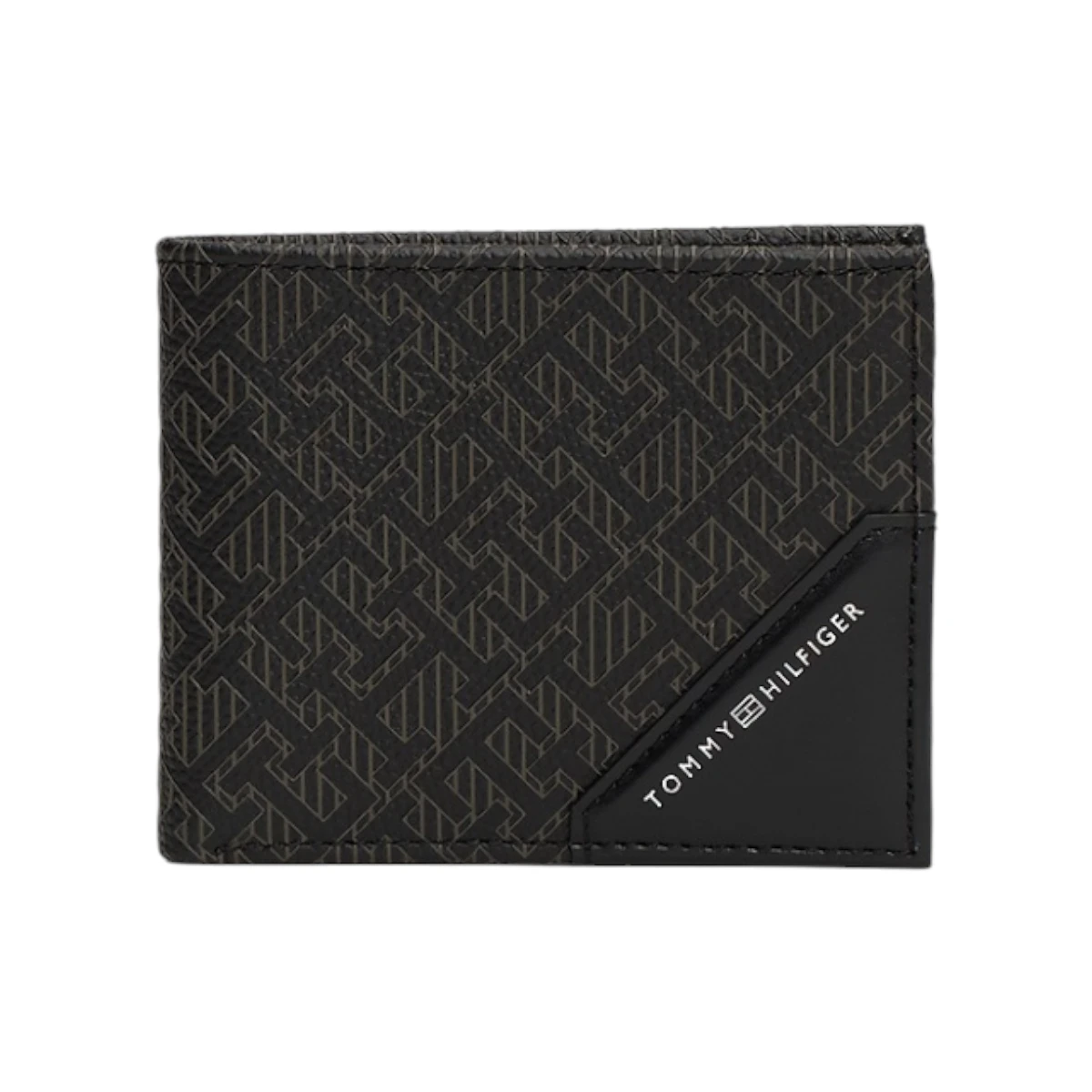 AM0AM12774-BDS TOMMY HILFIGER TH MONOGRAM MINI WALLET MUSKI KOZNI NOVCANIK CRNI