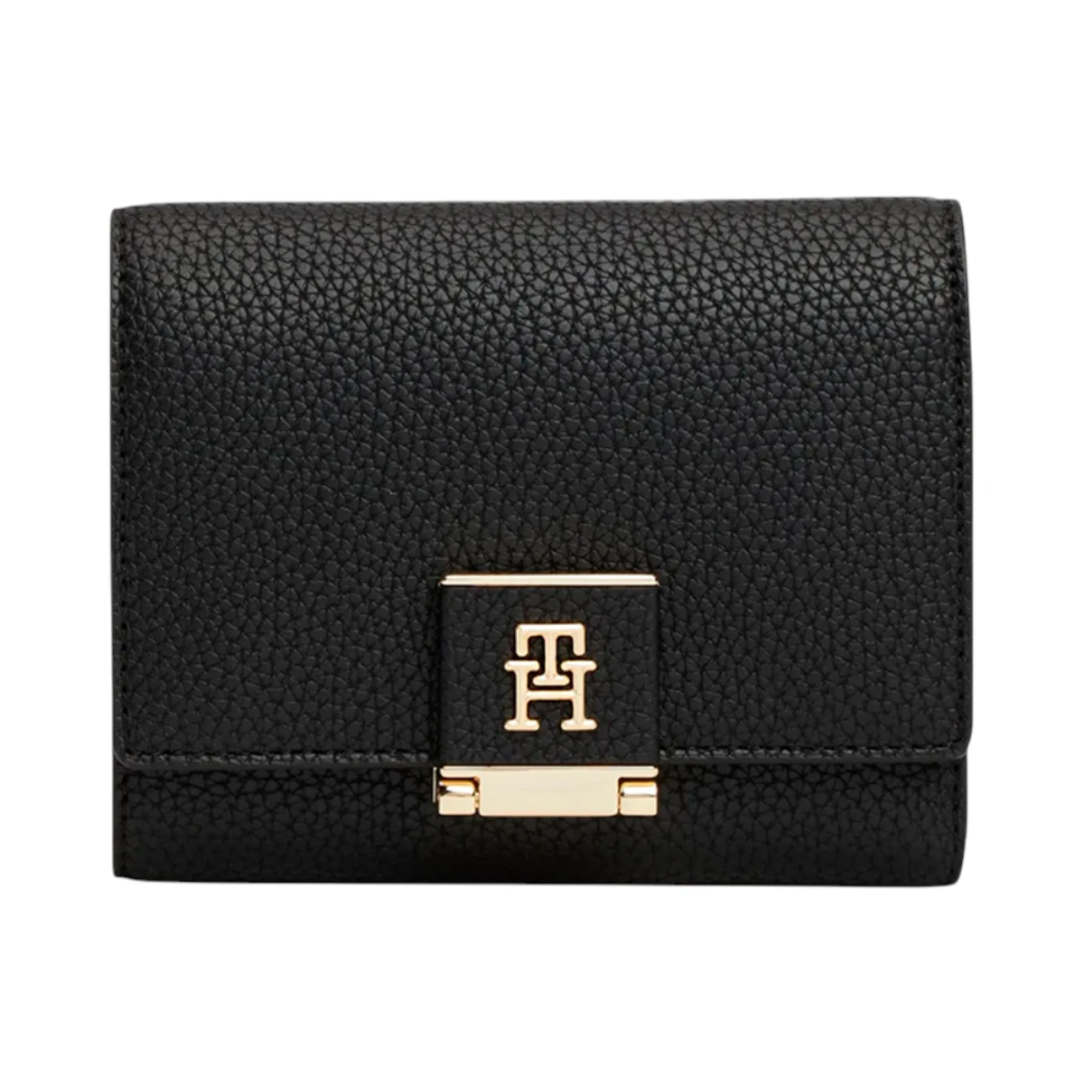 AW0AW17039-BDS TOMMY HILFIGER HER TRIFOLD WALLET ZENSKI KOZNI NOVCANIK CRNI NA TRI PREKLOPA MONOGRAM