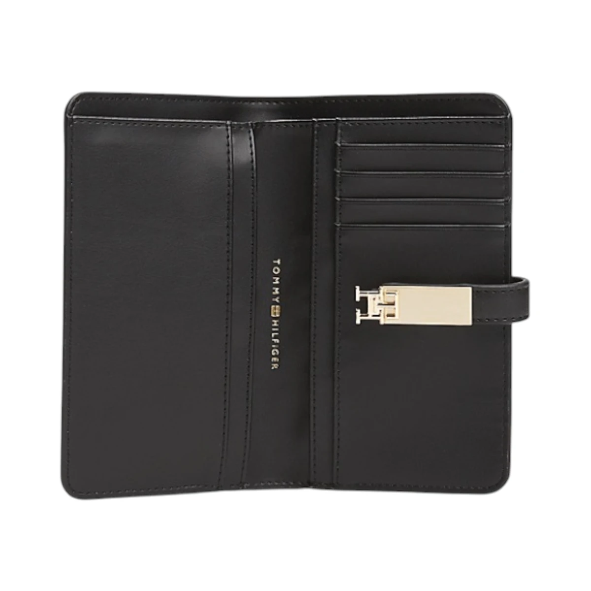 AW0AW17262-BDS TOMMY HILFIGER TH HERITAGE MED WALLET ZENSKI NOVCANIK CRNI SREDNJI GOLD LOGO