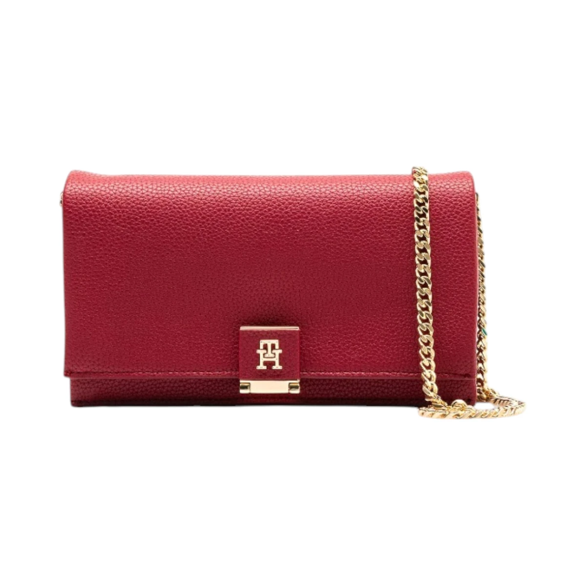 AW0AW17403-XJS TOMMY HILFIGER TH HER FLAP W CHAIN ZENSKA TORBICA CRVENA S PREKLOPOM I ZLATNIM LANCEM