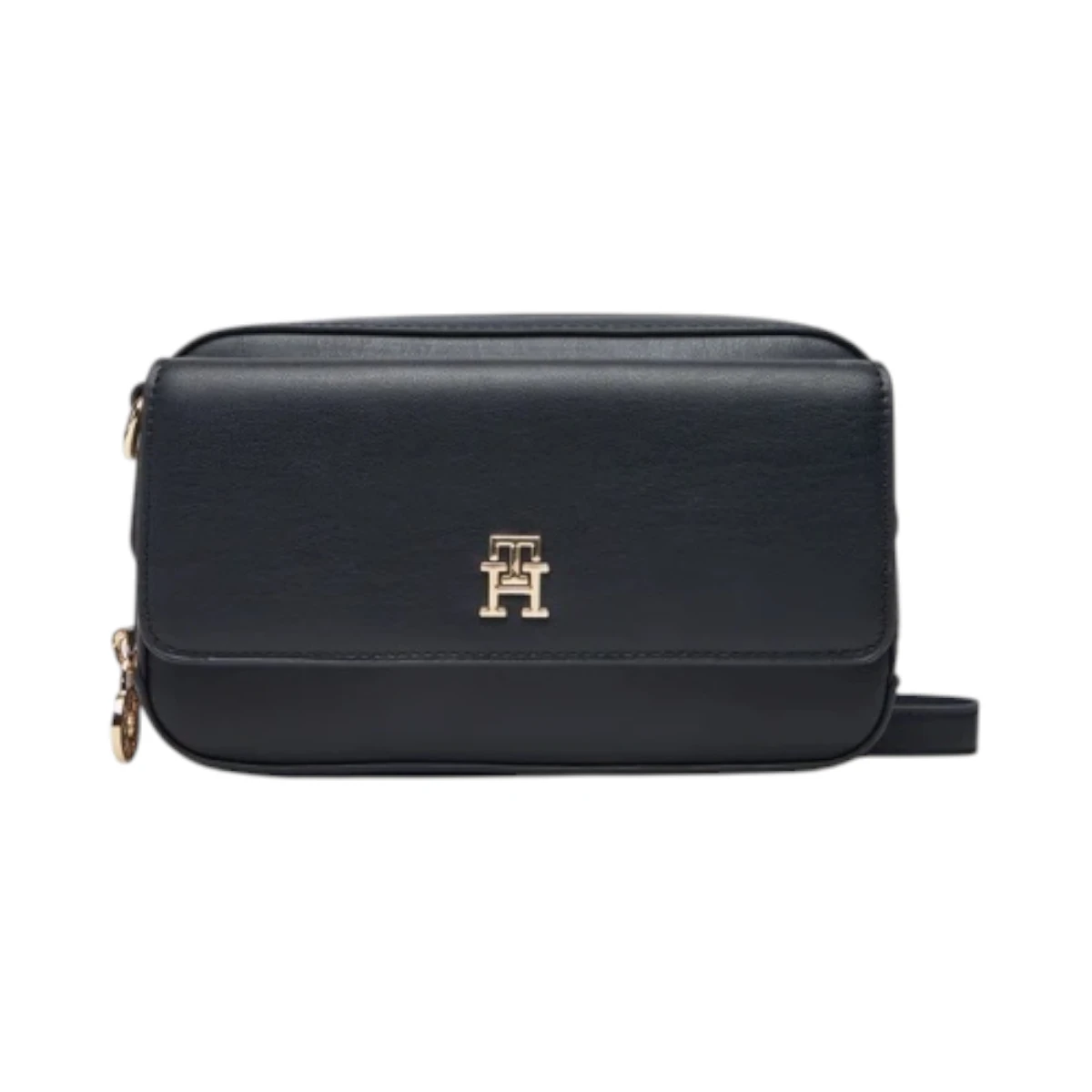 AW0AW17680-DW6 TOMMY HILFIGER TH ICON CAMERA BAG ZENSKA TORBICA TAMNOPLAVA PREKO RAMENA GOLD LOGO