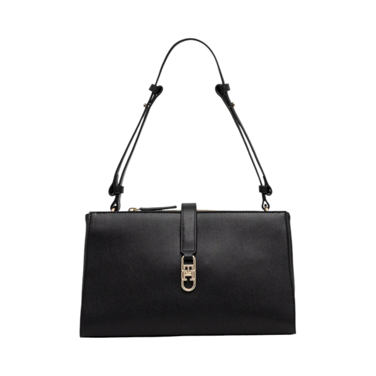 AW0AW17718-BDS TOMMY HILFIGER TH LIBRE SHOULDER BAG ZENSKA TORBA CRNA ZA RAME GOLD LOGO