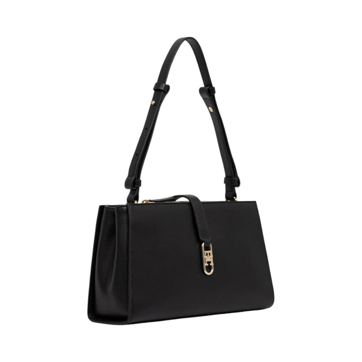 AW0AW17718-BDS TOMMY HILFIGER TH LIBRE SHOULDER BAG ZENSKA TORBA CRNA ZA RAME GOLD LOGO