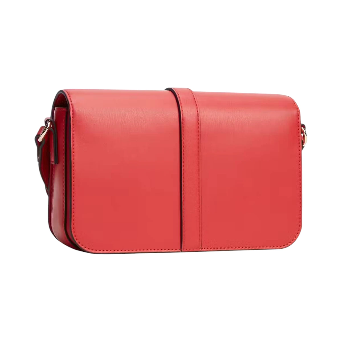 AW0AW17723-XLG-001 TOMMY HILFIGER TH LIBRE FLAP CROSSOVER ZENSKA TORBICA CRVENA PRIMARY RED S PREKLOPOM PREKO RAMENA GOLD LOGO