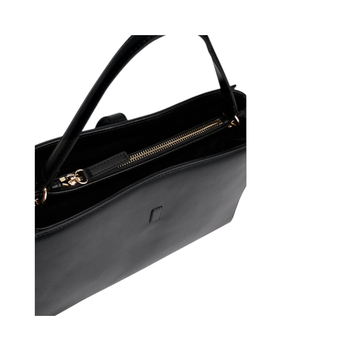AW0AW17724-BDS-001 TOMMY HILFIGER TH LIBRE MED SATCHEL ZENSKA TORBA CRNA STRUKTURIRANA KRATKE RUCKE REMEN GOLD LOGO