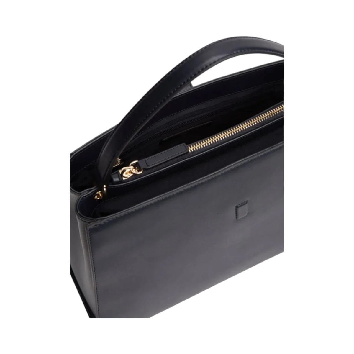 AW0AW17724-DW6 TOMMY HILFIGER TH LIBRE MED SATCHEL ZENSKA TORBA TAMNOPLAVA SPACE BLUE STRUKTURIRANA KRATKE RUCKE REMEN GOLD LOGO