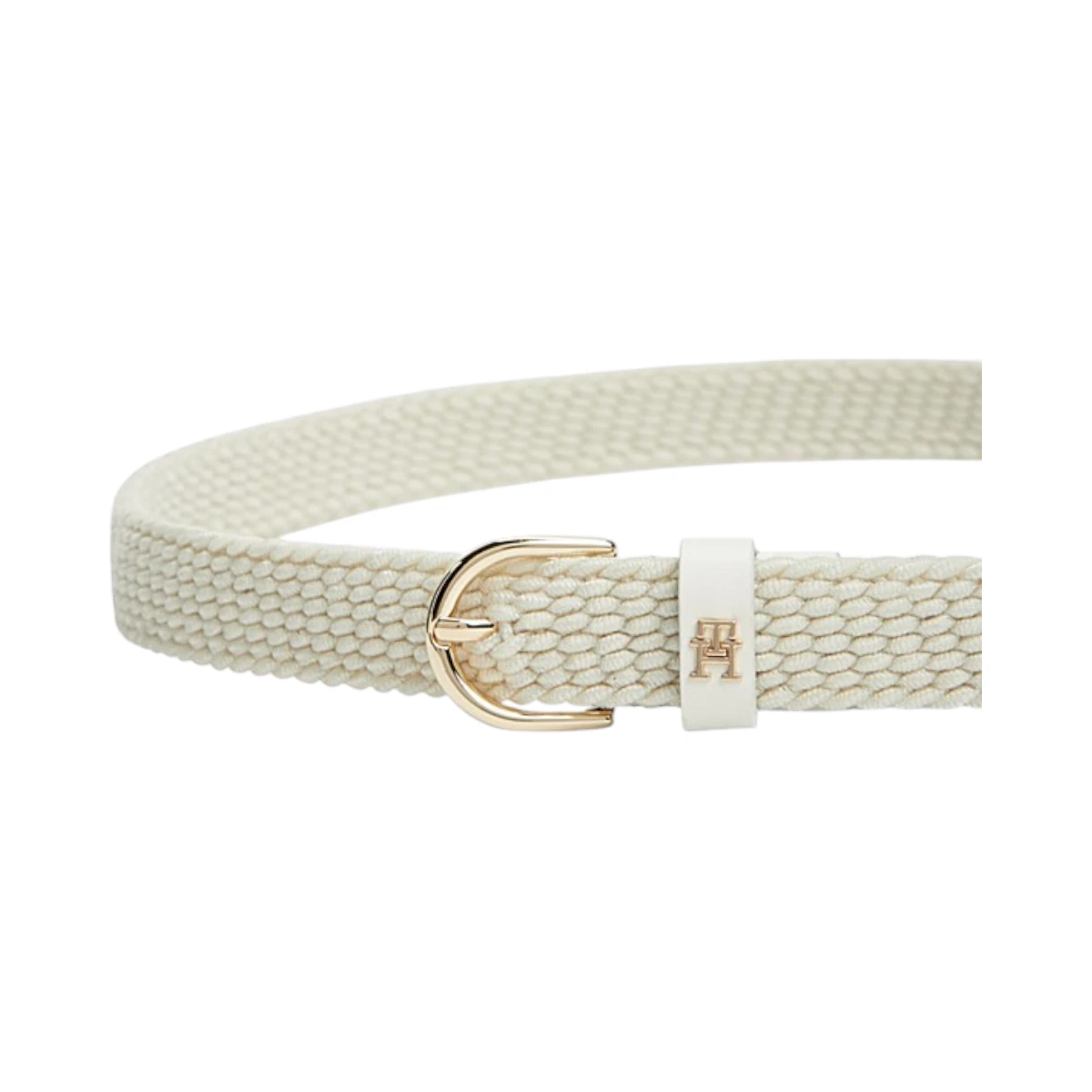 AW0AW17973-AEO TOMMY HILFIGER ESSENTIAL 25 ELASTIC ZENSKI REMEN KREM SOFT CREAM ELASTICNI KOZNI DETALJI ZLATNA TH KOPCA