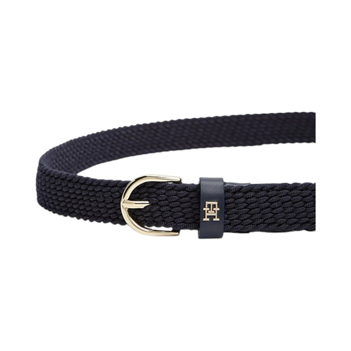AW0AW17973-DW6 TOMMY HILFIGER ESSENTIAL 25 ELASTIC ZENSKI REMEN TAMNOPLAVI SPACE BLUE ELASTICNI KOZNI DETALJI ZLATNA TH KOPCA