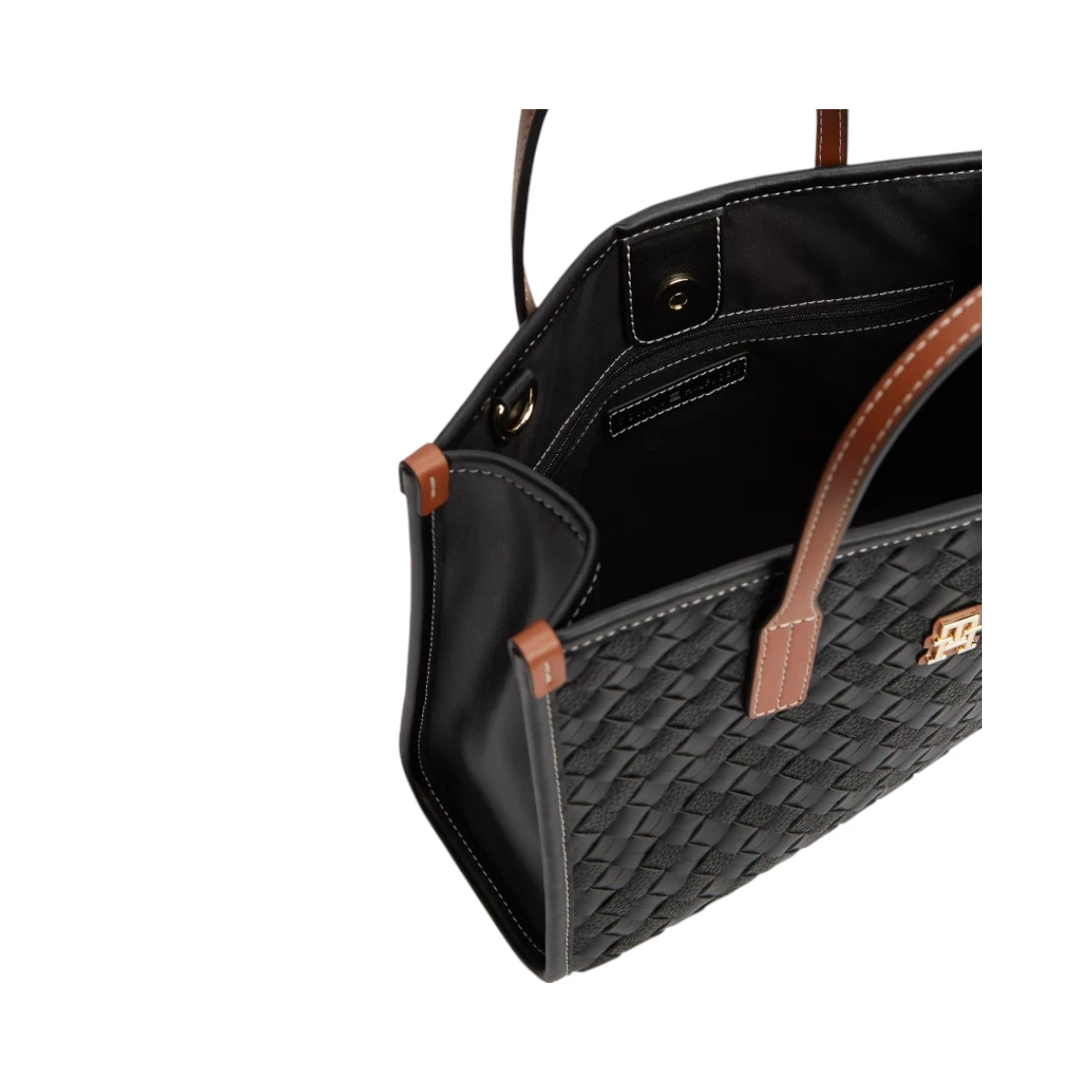 AW0AW18393-0GJ TOMMY HILFIGER CITY MINI TOTE ZENSKA TORBA CRNI MIX BLACK MIX DVODJELNE RUCKE REMEN GOLD LOGO