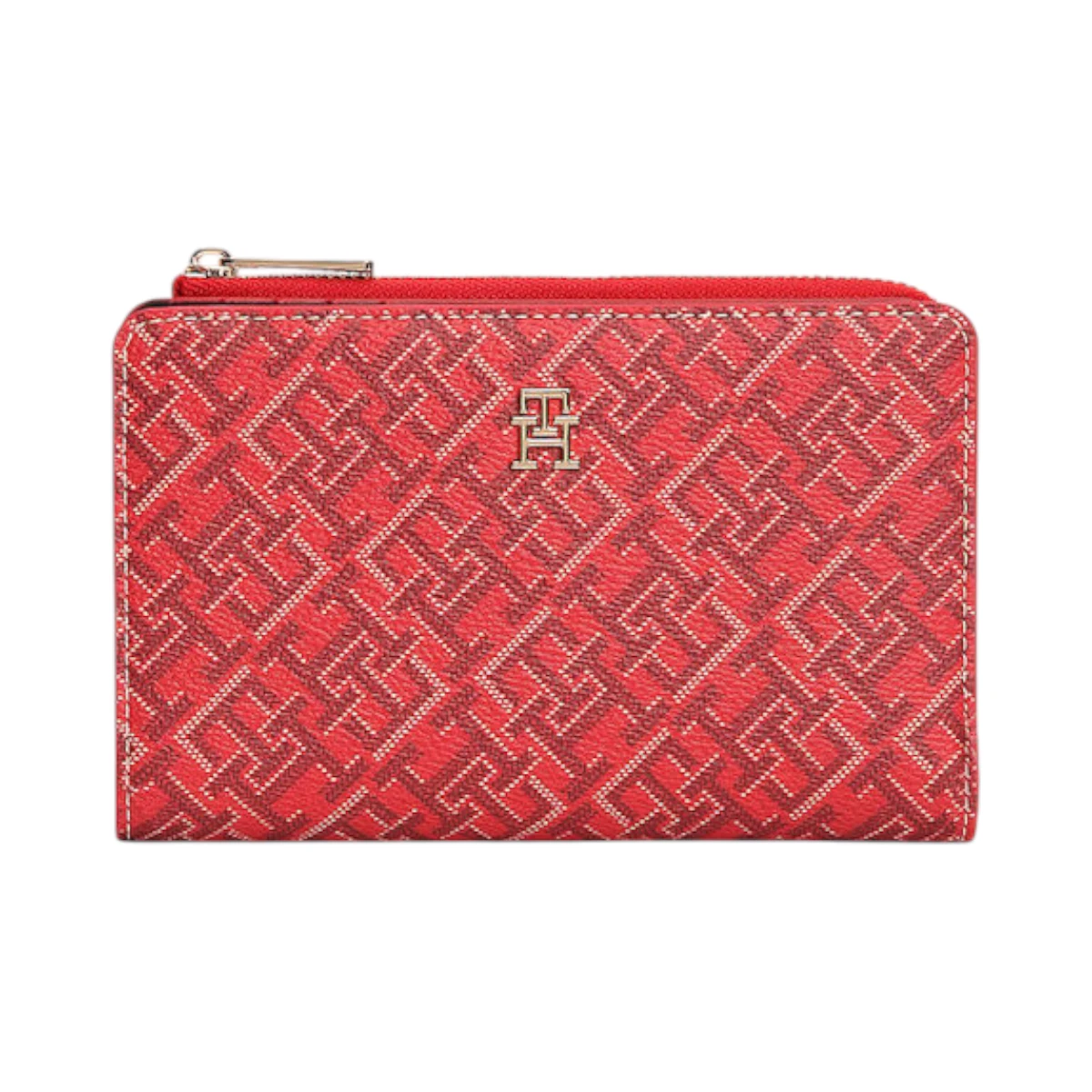 AW0AW18594-0KP TOMMY HILFIGER ICON BIFOLD WALLET MONOPLAY ZENSKI NOVCANIK CRVENI MIX RED MIX MONOGRAMI ZLATNI LOGO