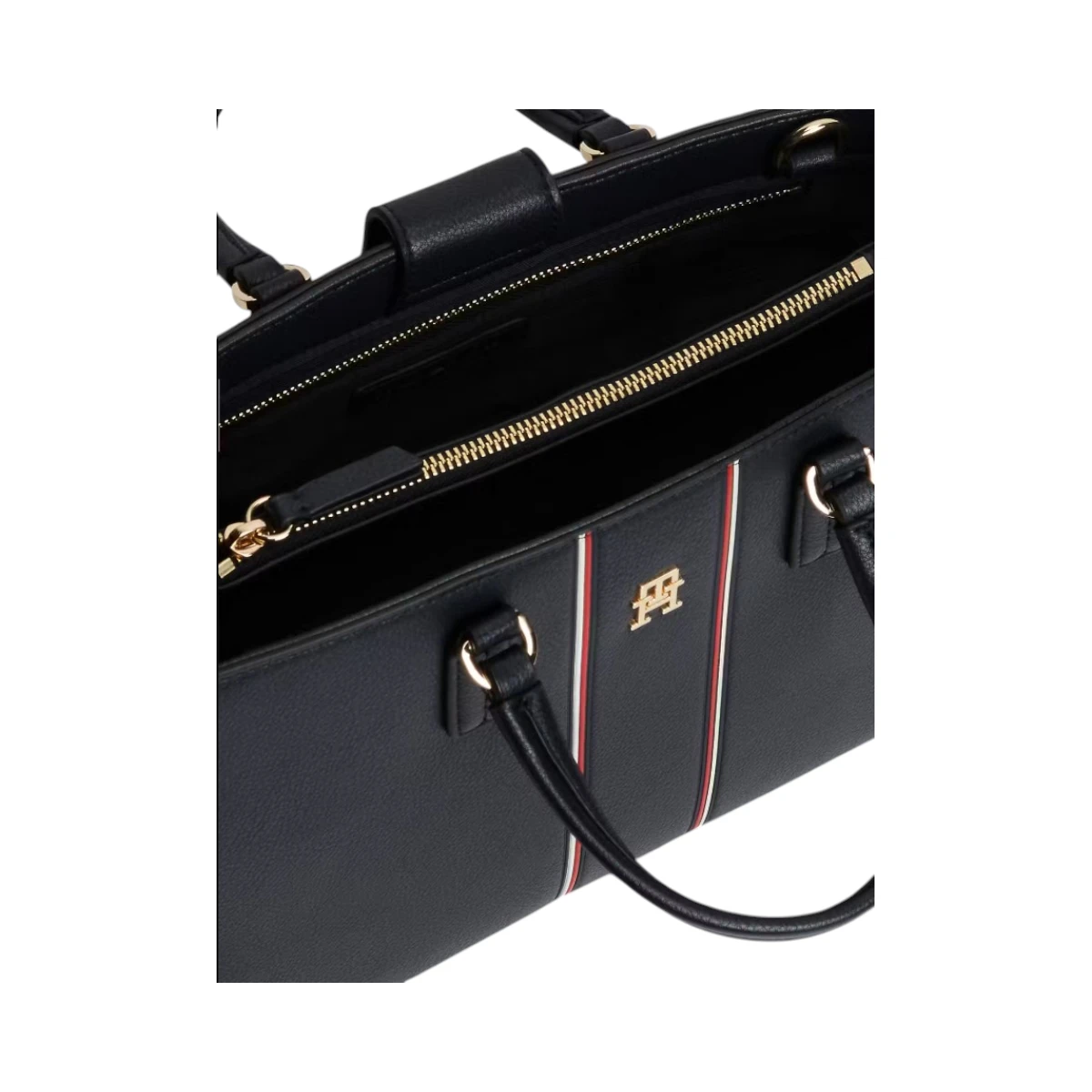 AW0AW18644-DW6 TOMMY HILFIGER DAILY SATCHEL CORP ZENSKA TORBA TAMNOPLAVA SPACE BLUE STRUKTURIRANA RUCKE REMEN GOLD LOGO
