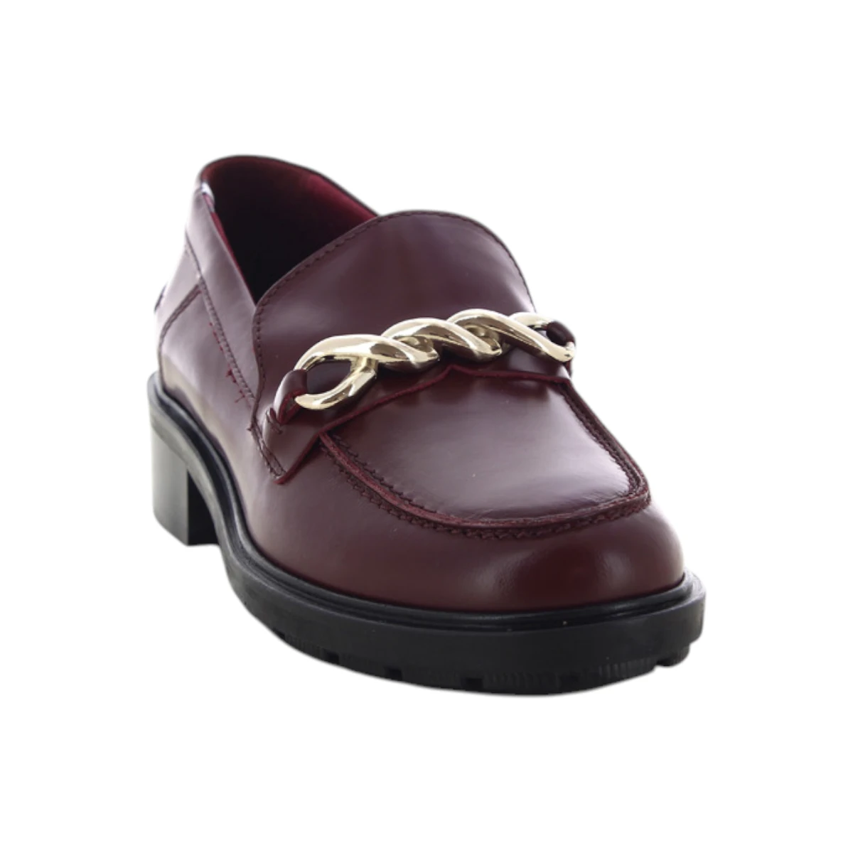 FW06693-VLP Tommy Hilfiger ženske kožne mokasine Tommy Twist Mocassin tamnocrvene