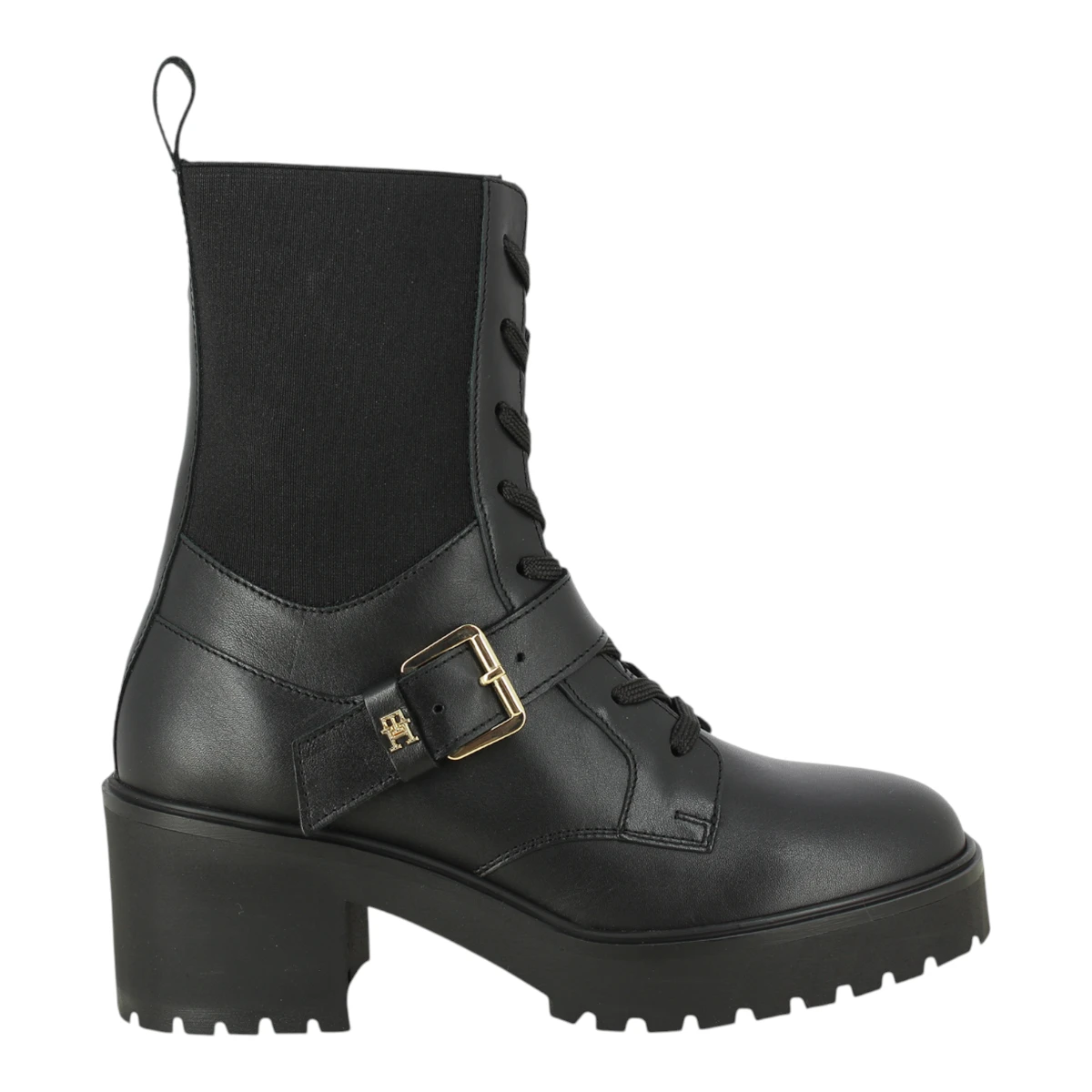 FW0FW07526-BDS Tommy Hilfiger ženske kožne gležnjače Tommy Belt Leather Boot crne