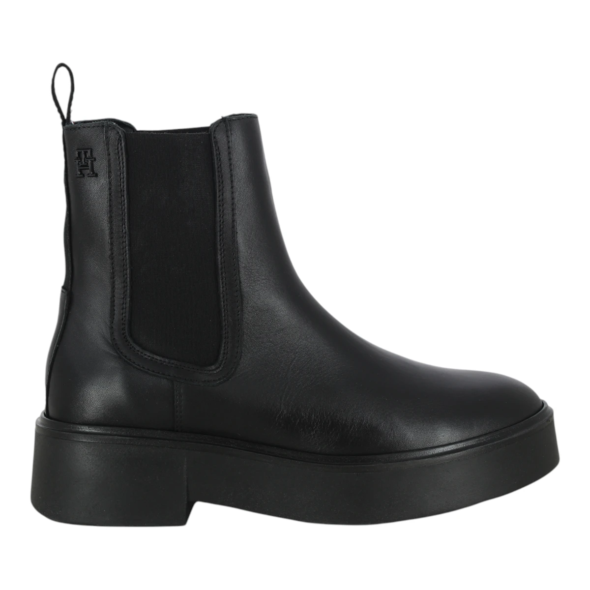 FW0FW08095-BDS Tommy Hilfiger ženske kožne gležnjače Minimal Leather Chelsea Logotape crne