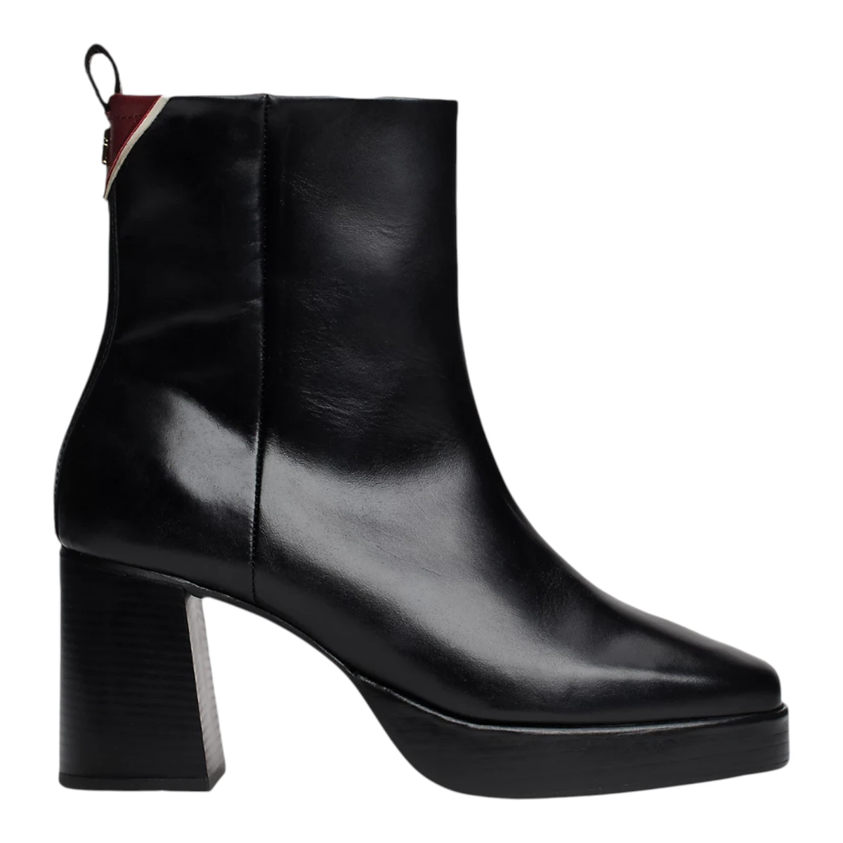 FW0FW08100-BDS Tommy Hilfiger ženske kožne gležnjače Premium Leather High Heel Bootie crne