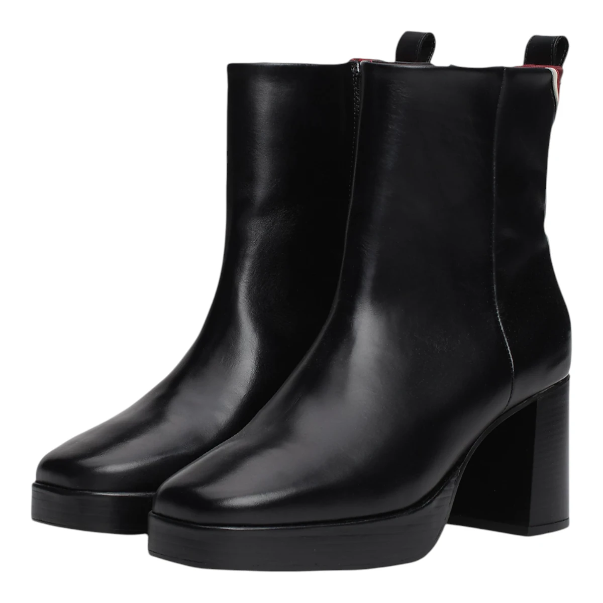 FW0FW08100-BDS Tommy Hilfiger ženske kožne gležnjače Premium Leather High Heel Bootie crne