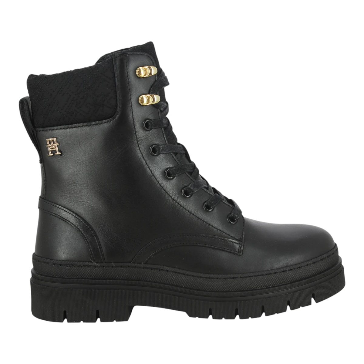 FW0FW08166-BDS Tommy Hilfiger zenske kozne gleznjace Cleated Lace-Up Black