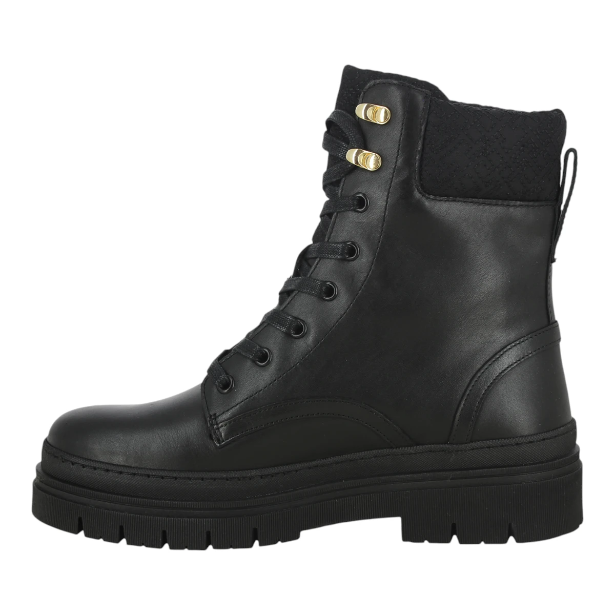 FW0FW08166-BDS Tommy Hilfiger zenske kozne gleznjace Cleated Lace-Up Black