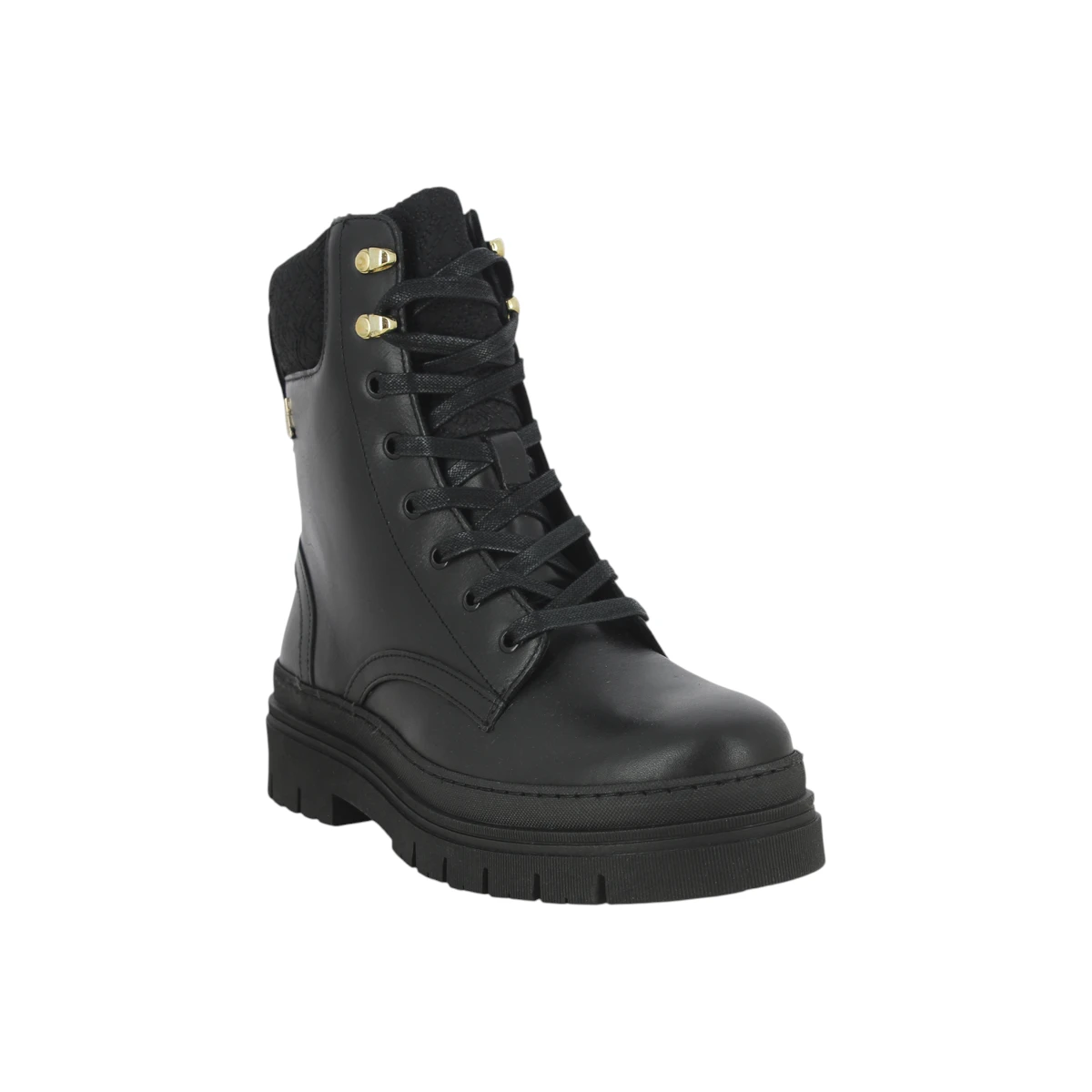 FW0FW08166-BDS Tommy Hilfiger zenske kozne gleznjace Cleated Lace-Up Black