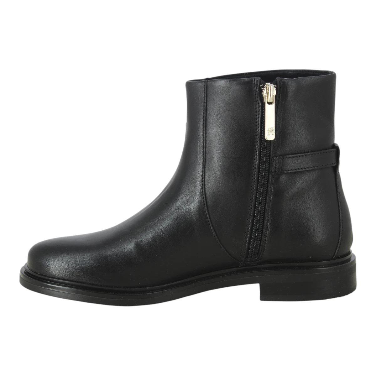 FW0FW08251-BDS TOMMY HILFIGER TH CHAIN LEATHER LOW BOOTIE Black - Zenske gleznjace