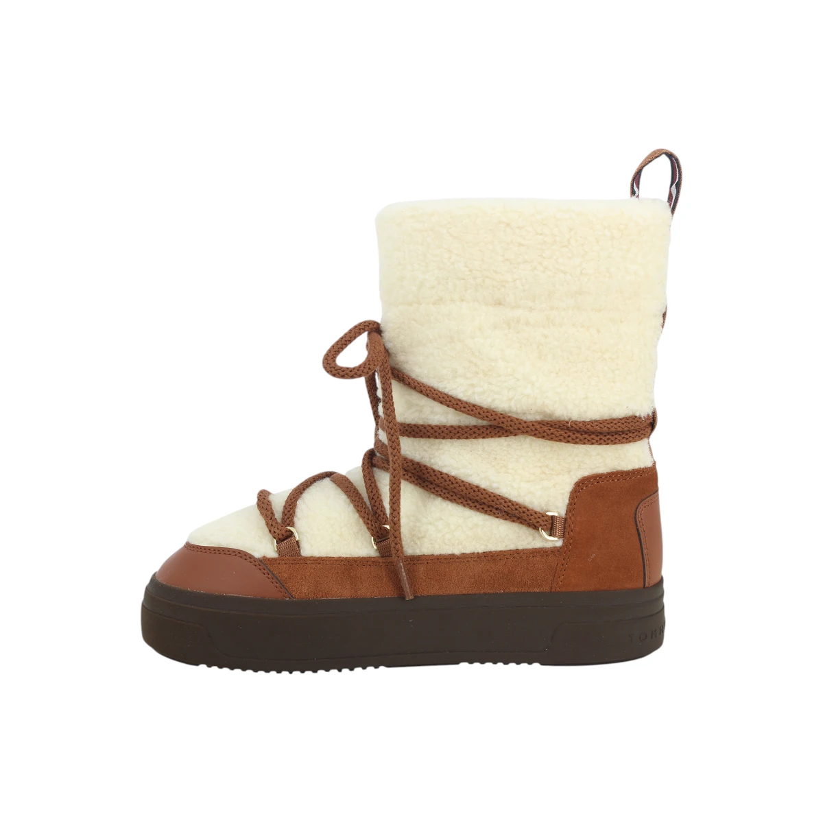 FW0FW08252-GPK TOMMY HILFIGER LACE UP FAUX SHEARLING SNOWBOOT Cognac Brown - Zenske cizme za snijeg buce