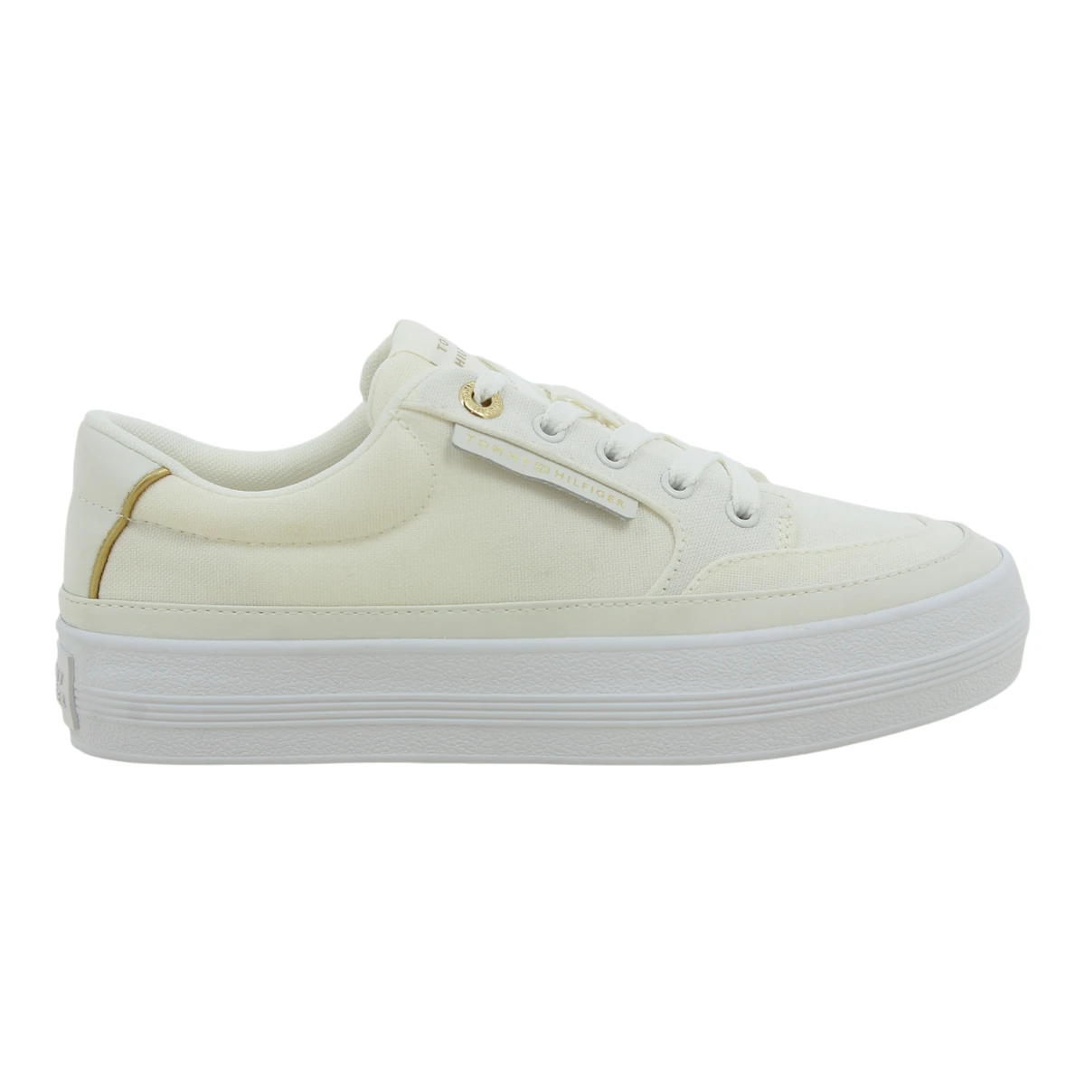 FW0FW08323-YBL TOMMY HILFIGER ESSENTIAL VULC TEXTILE Ecru White - Zenske platnene tenisice