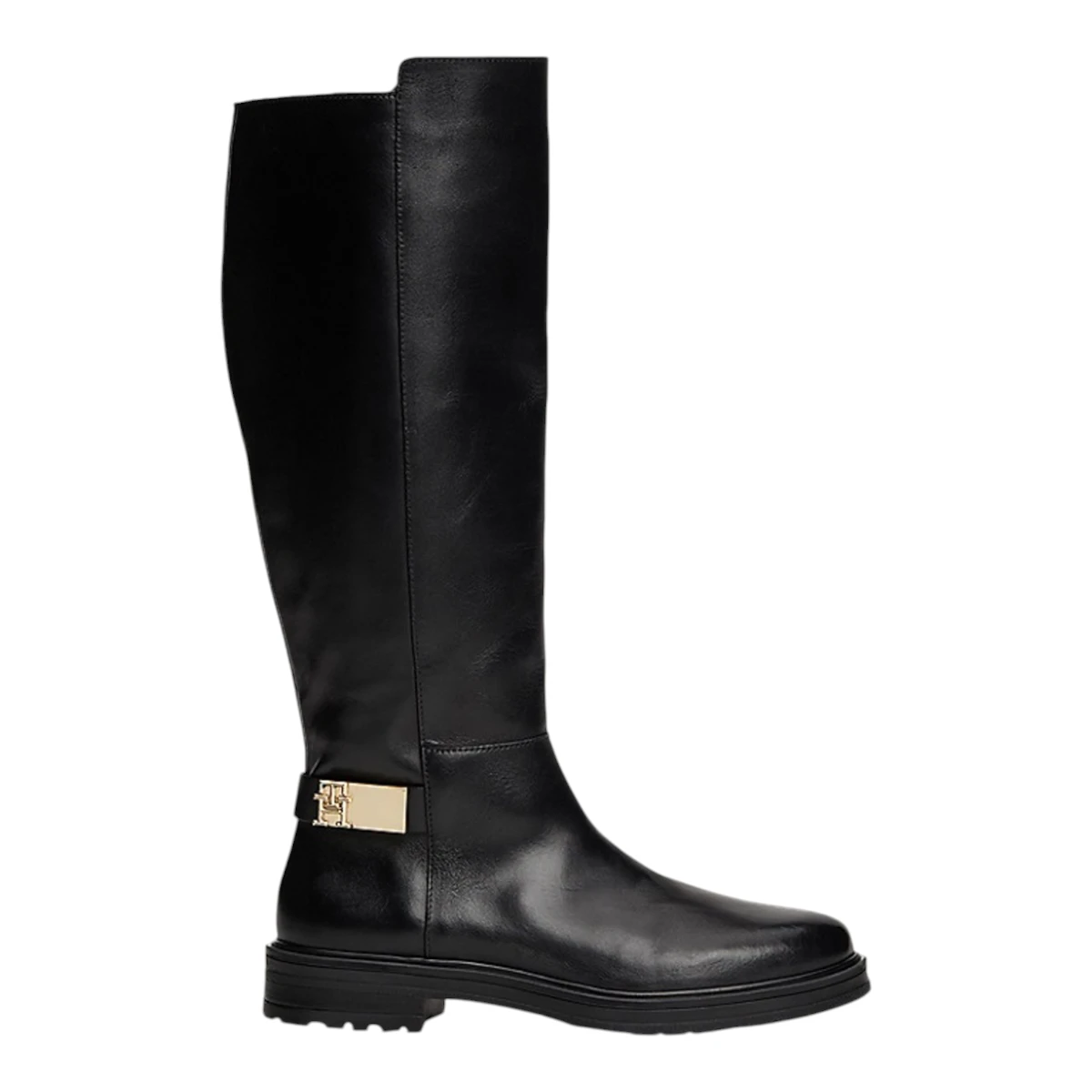FW0FW08335-BDS TOMMY HILFIGER TH LOGO LEATHER LONG BOOT Black - Zenske kozne visoke cizme