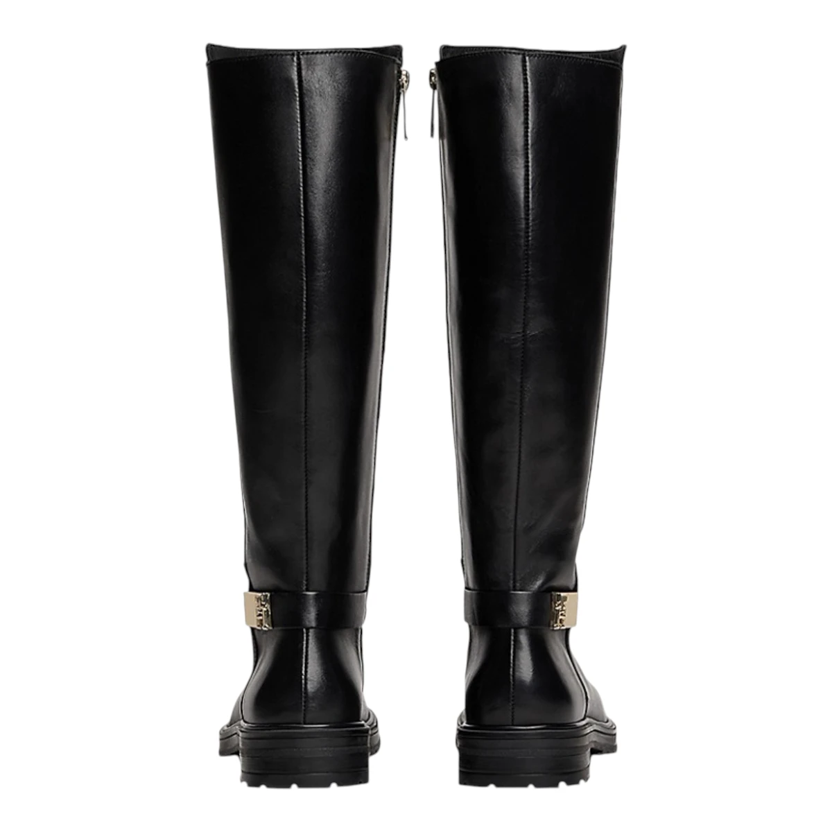 FW0FW08335-BDS TOMMY HILFIGER TH LOGO LEATHER LONG BOOT Black - Zenske kozne visoke cizme