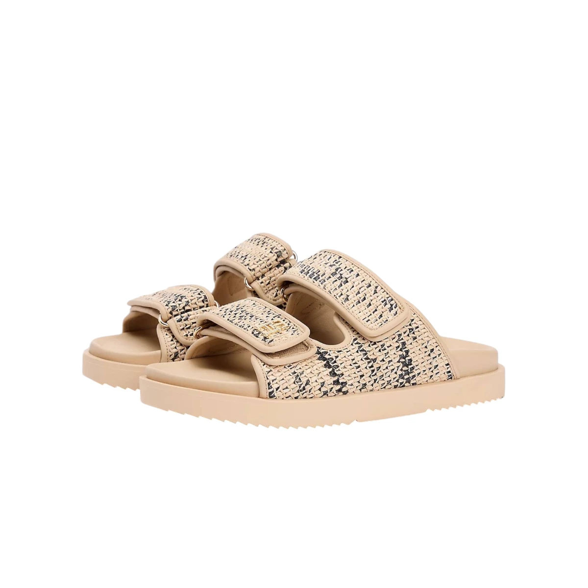 FW0FW09122-0F5 Tommy Hilfiger ženska natikača DOUBLE STRAP RAFFIA SANDAL Natural/Black
