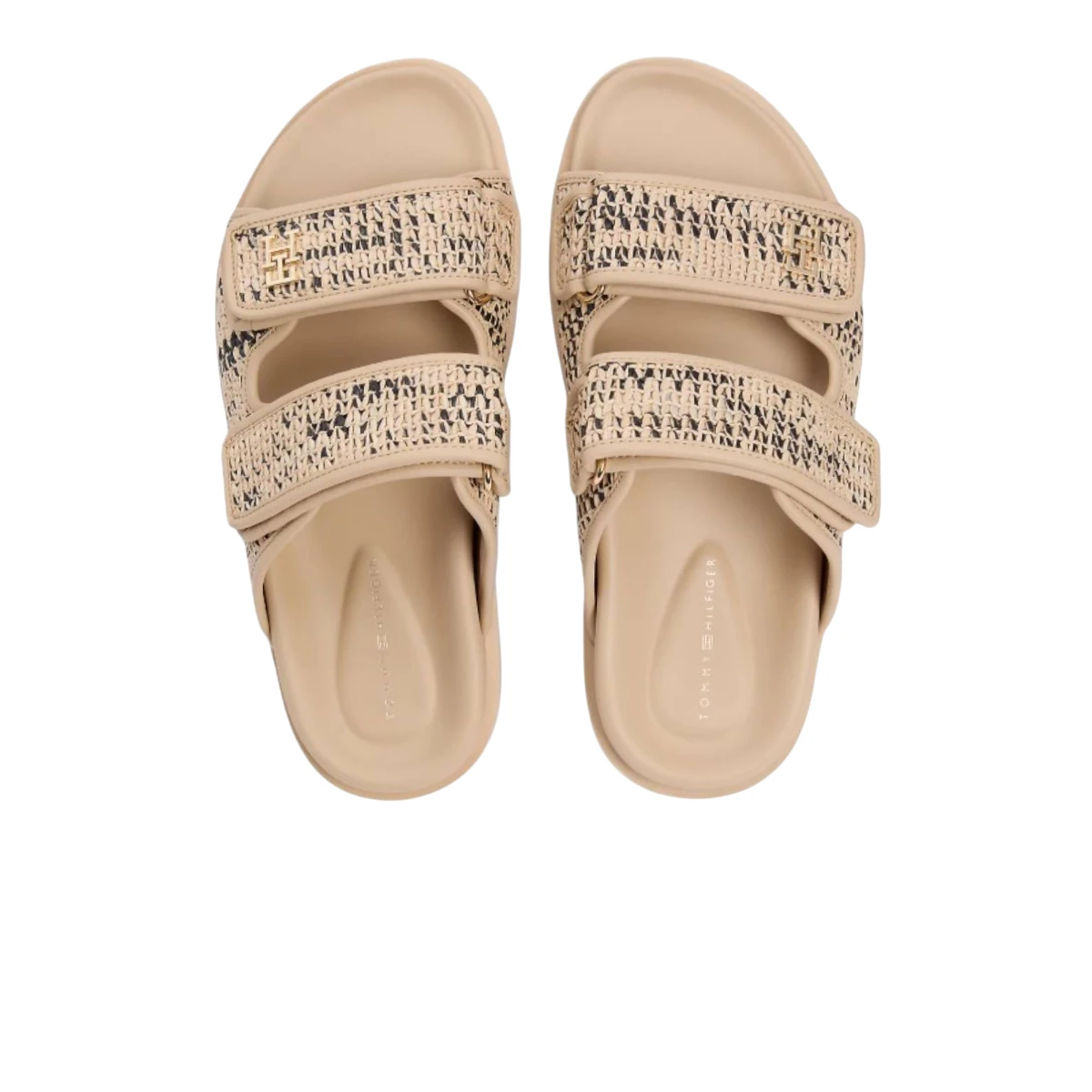 FW0FW09122-0F5 Tommy Hilfiger ženska natikača DOUBLE STRAP RAFFIA SANDAL Natural/Black