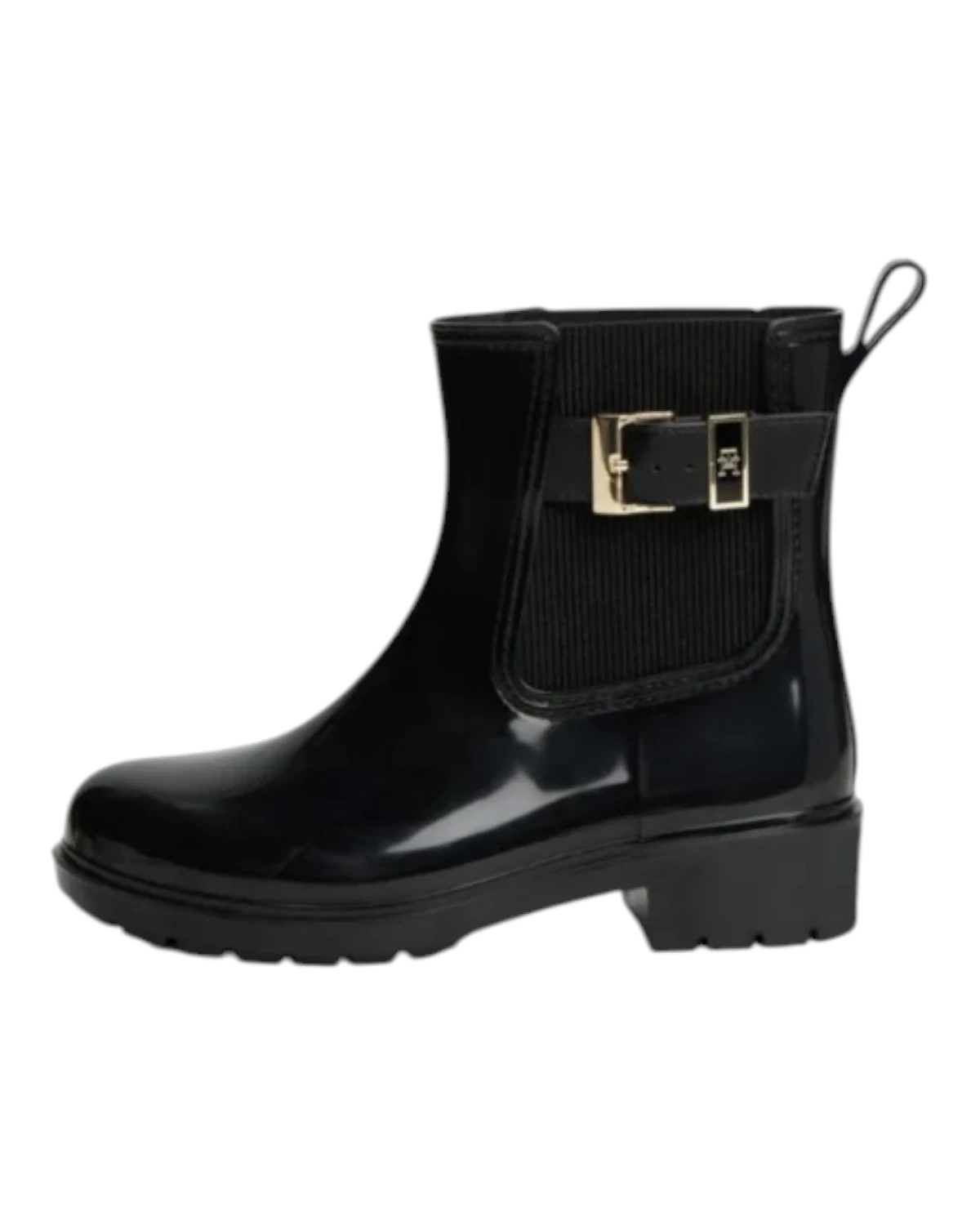 FW0FW09543-BDS Tommy Hilfiger TH BUCKLE GLOSSY ANKLE RAIN BOOT Black