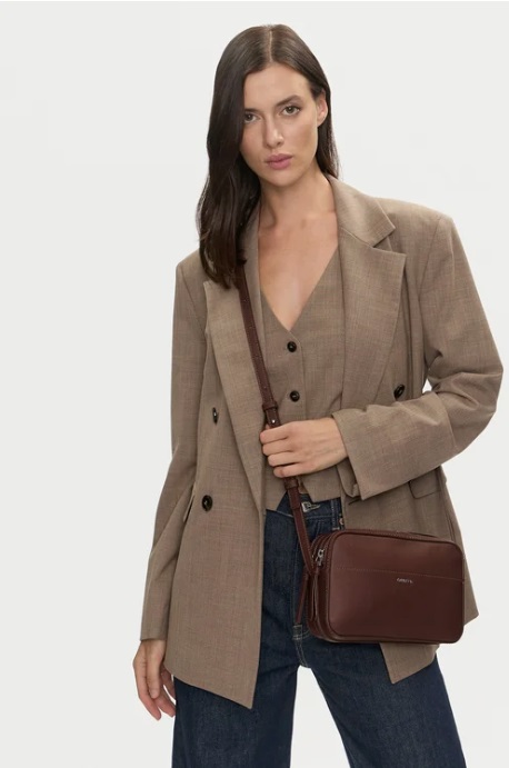 K60K612571-HJM-OS Smeđa ženska torba preko ramena Saffiano – Calvin Klein