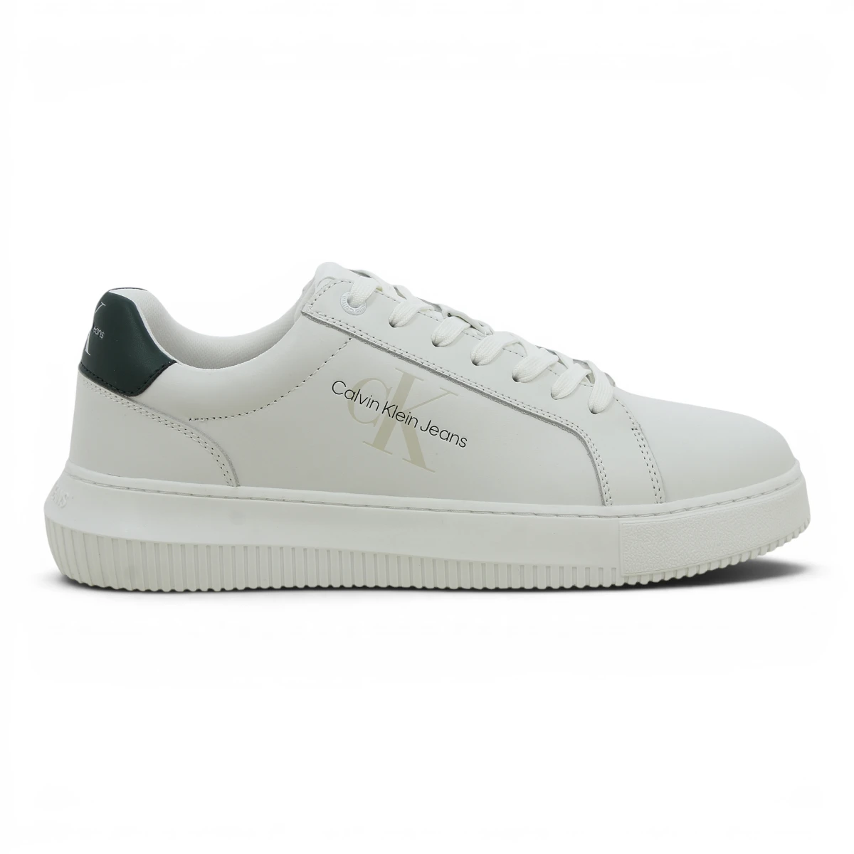 YM0YM00681-0YG CK JEANS CHUNKY CUPSOLE MONO LTH Bright White/Green Palm