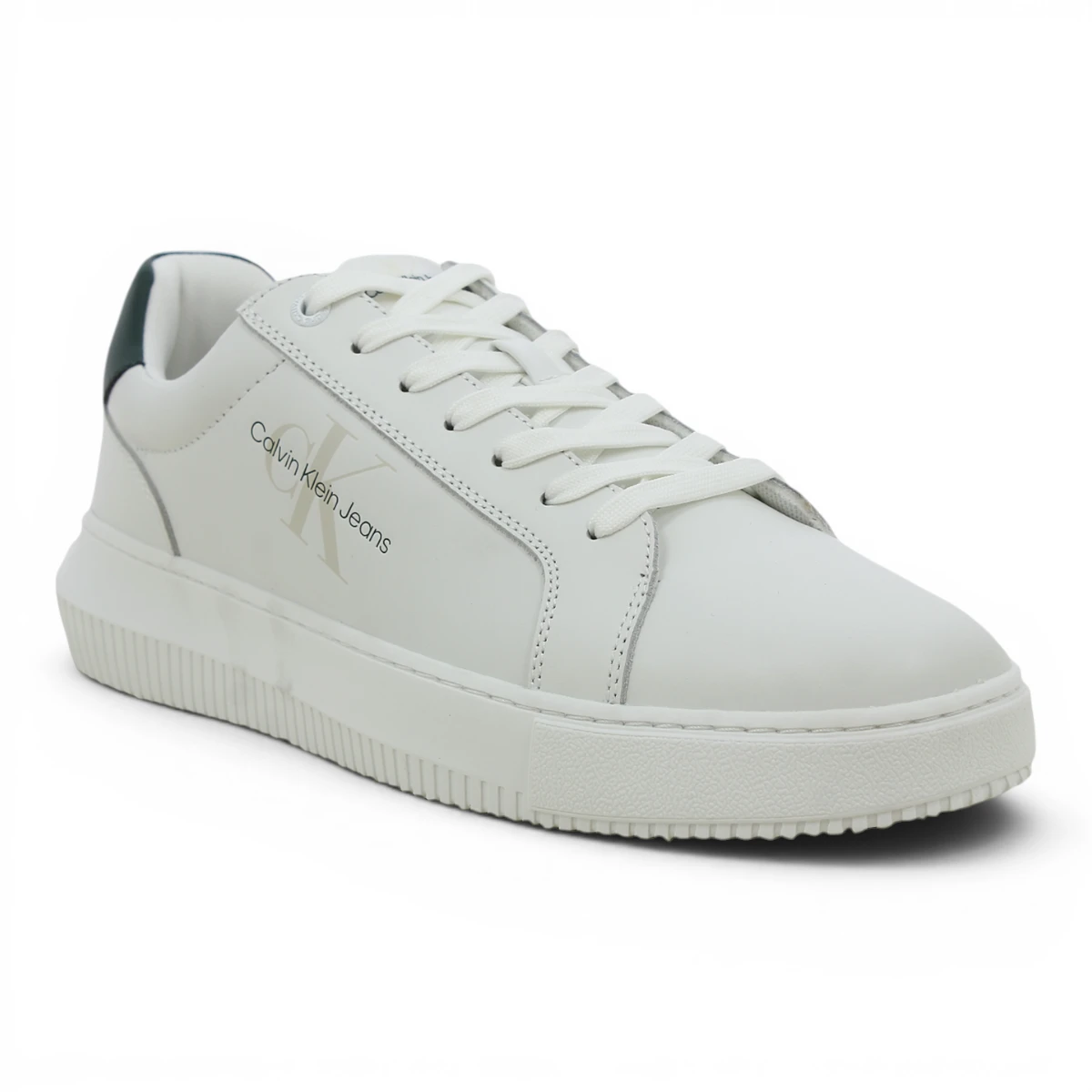 YM0YM00681-0YG CK JEANS CHUNKY CUPSOLE MONO LTH Bright White/Green Palm